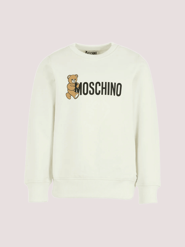 Felpa avorio per bambini con Teddy Bear HPF08V LCA83 /10063 MOSCHINO