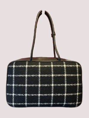 Bauletto grande quadri nero e bianco con patch 5P-02-106 /BLACK 5 PROGRESS