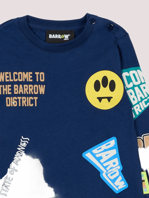 T-shirt blu per neonato con smiley F5BKUNTH215 /60 BARROW KIDS