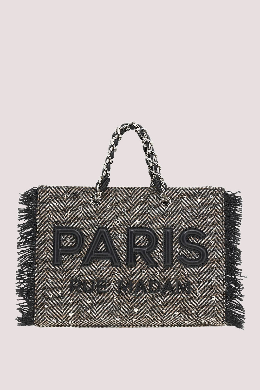 Harris tote 1516 /UNICA/TWEED BLACK RUE MADAM PARIS