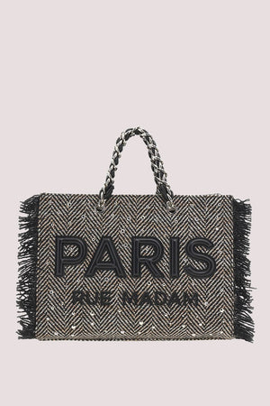 Harris tote 1516 /UNICA/TWEED BLACK RUE MADAM PARIS