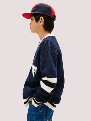 Cardigan Varsity con scollatura a V e logo KB0KB09757 /C1G TOMMY HILFIGER