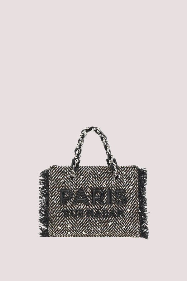 Harris mini tote 1517 /UNICA/TWEED BLACK RUE MADAM PARIS