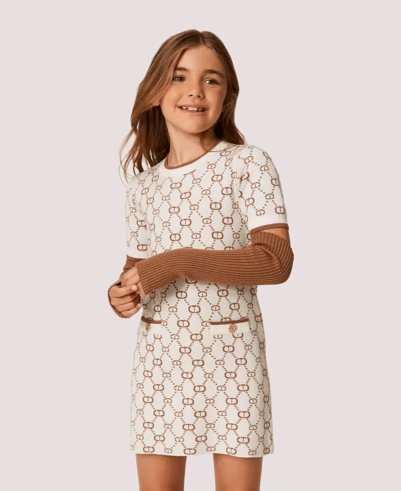 Abito corto in maglia jacquard con manicotti 252GJ3020 /12794 TWINSET