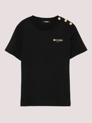 T-shirt con bottoni BX8R51 Z3186 /930OR BALMAIN