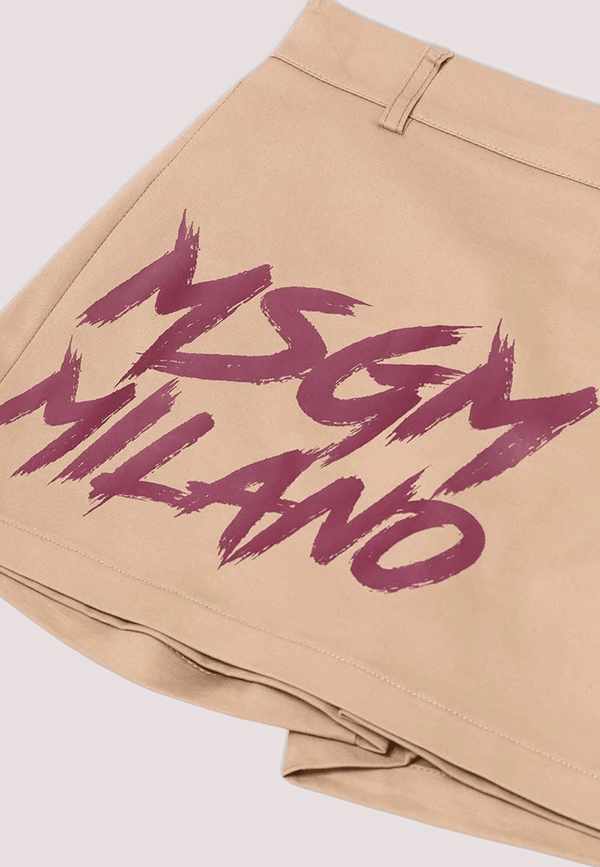 Shorts  beige con stampa del logo F5MSJGST103 /MS030 MSGM KIDS