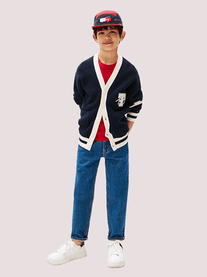 Cardigan Varsity con scollatura a V e logo KB0KB09757 /C1G TOMMY HILFIGER