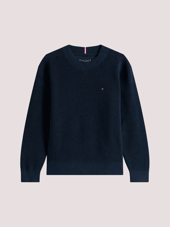 Pullover tramato con bandierina ricamata<BR/> KB0KB09756 /C1G TOMMY HILFIGER