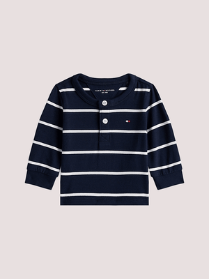 T-shirt Essential con collo henley a righe KN0KN02116 /C1G TOMMY HILFIGER