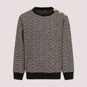 Felpa per bambino Balmain Kids nero con bottoni e motivo monogramma BX4P00 Z2411 /106NE BALMAIN