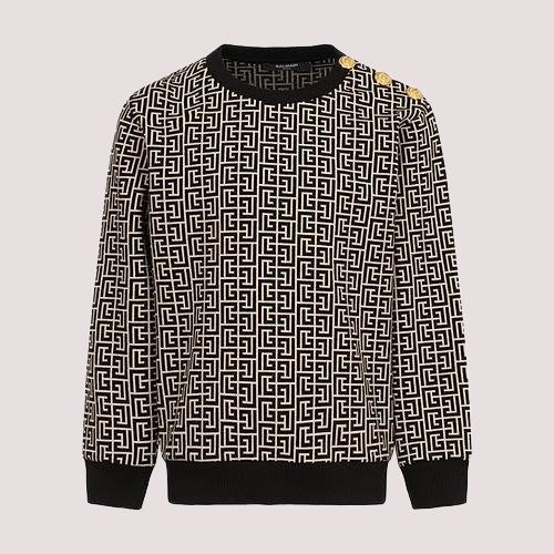 Felpa per bambino Balmain Kids nero con bottoni e motivo monogramma BX4P00 Z2411 /106NE BALMAIN