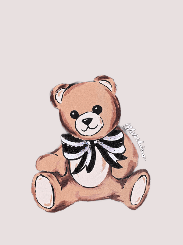 T-shirt nera per bambina con Teddy Bear e paillettes HCM06K LBA11 /60100 MOSCHINO