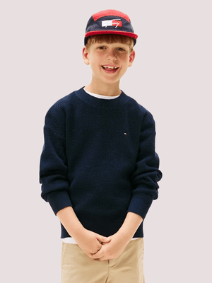 Pullover tramato con bandierina ricamata<BR/> KB0KB09756 /C1G TOMMY HILFIGER