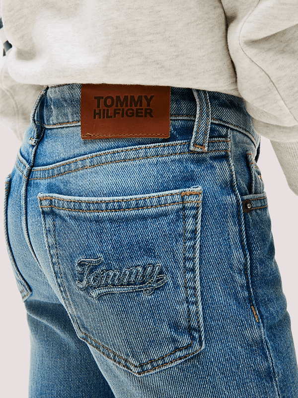 Jeans a campana con logo ricamato<BR/> KG0KG08645 /1BJ TOMMY HILFIGER