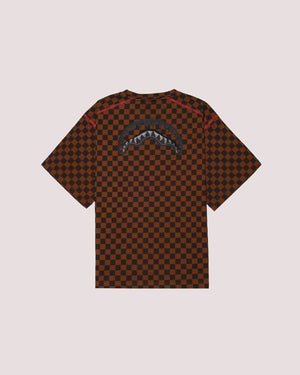 Takeover the throne checkered t-shirt SPY1365 /BROWN SPRAYGROUND