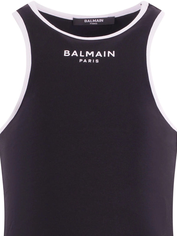 Top Balmain a costine con logo frontale BY8A12 Z3277 /930BC BALMAIN 