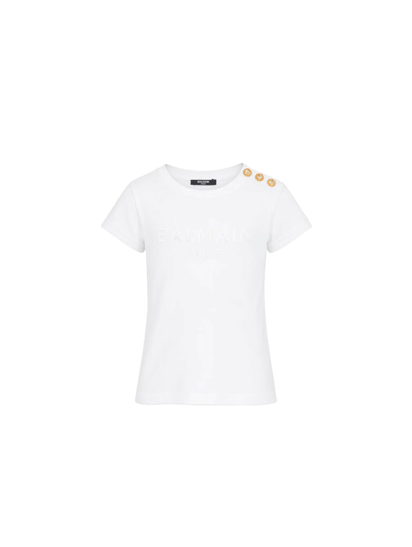 T-shirt Balmain con bottoni oro sulla spalla BY8A21 Z3277 /100BC BALMAIN 