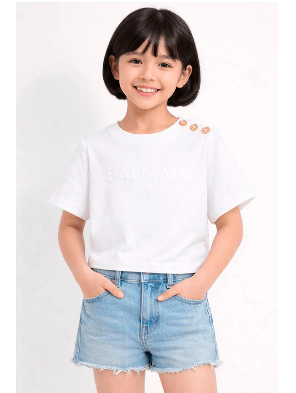 T-shirt Balmain con bottoni oro sulla spalla BY8A21 Z3277 /100BC BALMAIN 