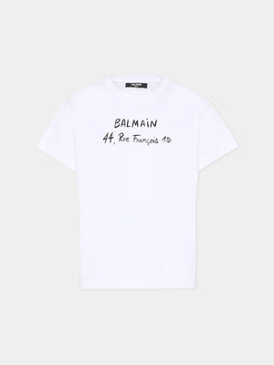 T-shirt con stampa BY8B11 Z3672 /100NE BALMAIN 