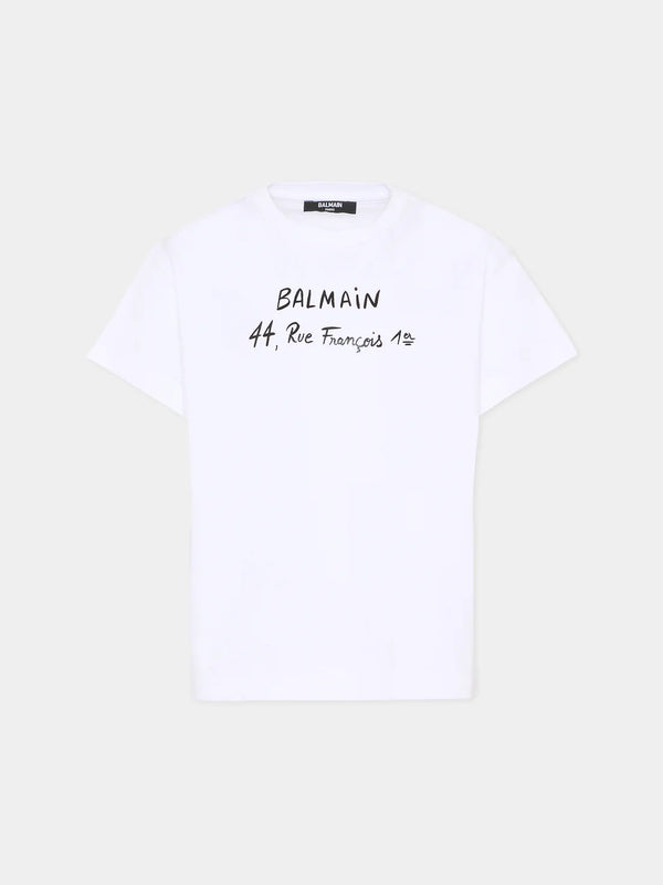T-shirt con stampa BY8B11 Z3672 /100NE BALMAIN 