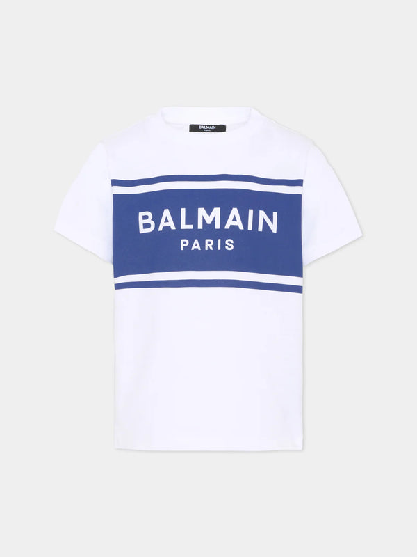 T-shirt con logo stampato BY8P11 Z3672 /100BL BALMAIN 