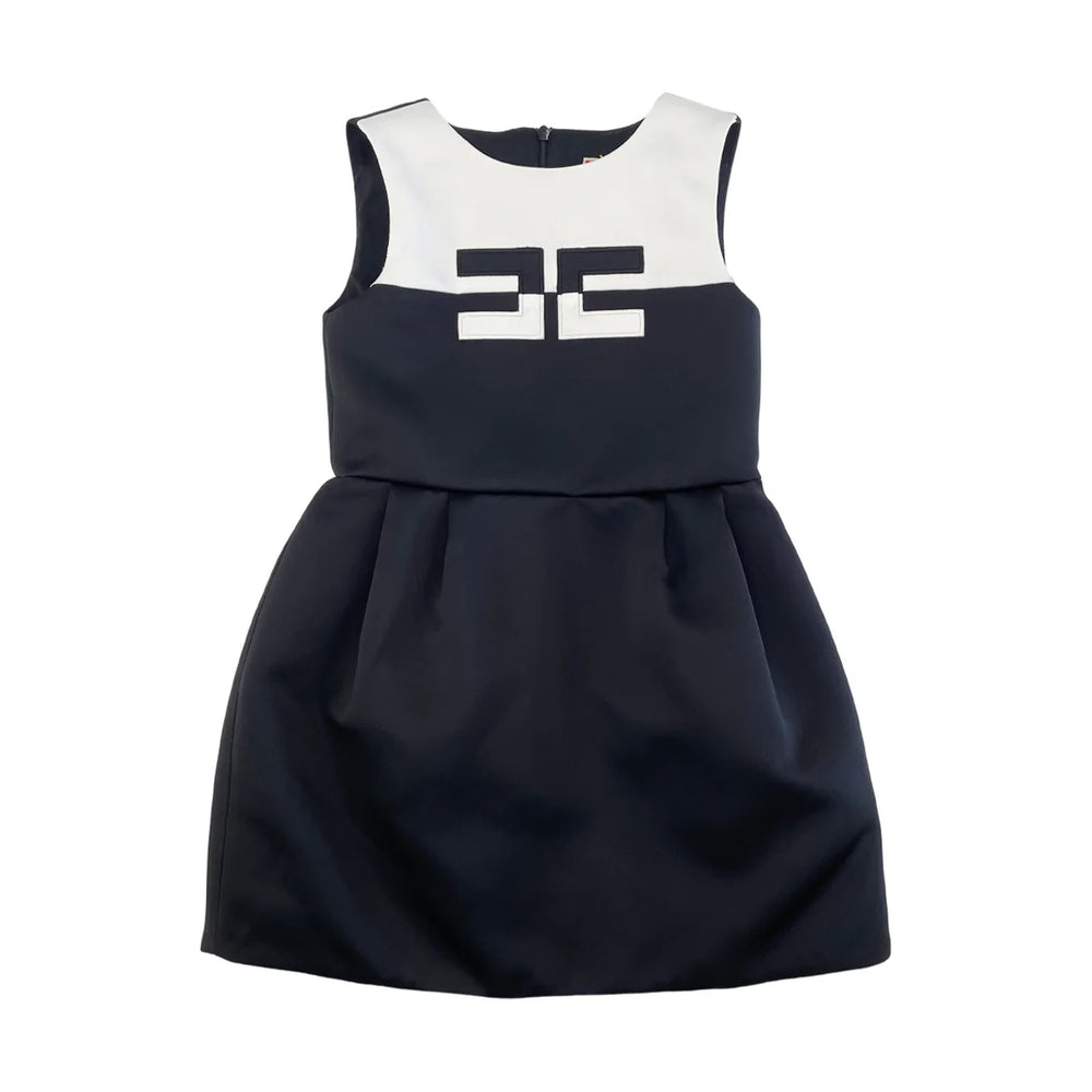 Abito in duchesse con ricamo logo bicolore EFAB659 RA016 /D285 ELISABETTA FRANCHI La Mia Bambina 