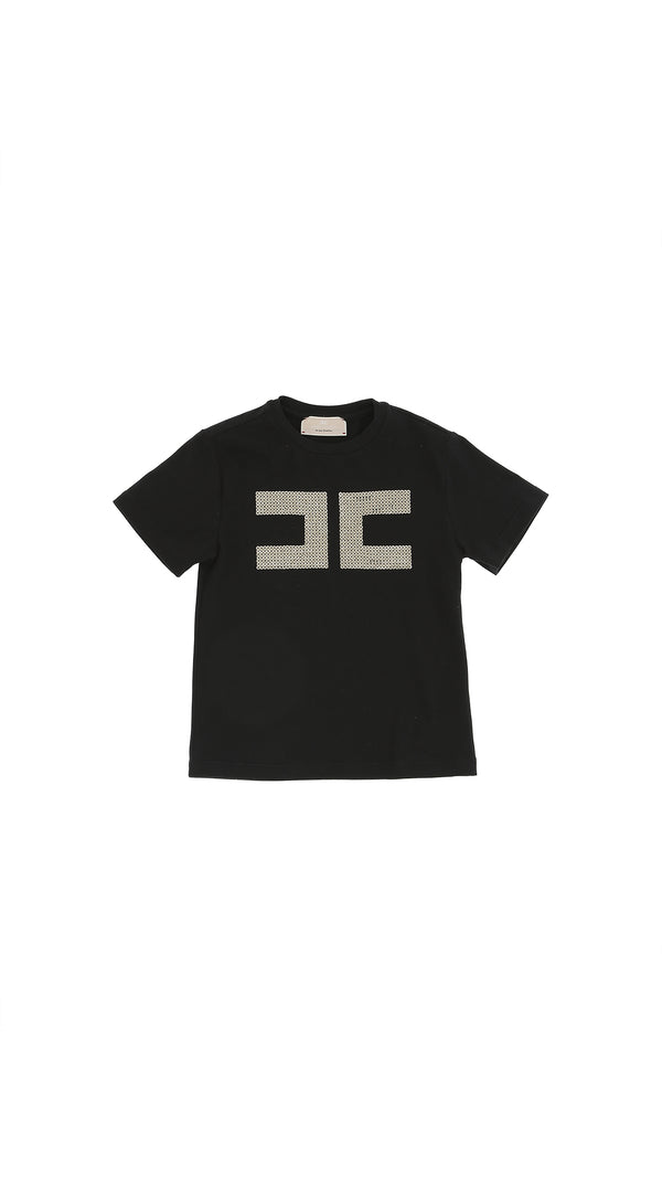 T-shirt con logo cc in strass EFTS259 JE006 /N005 ELISABETTA FRANCHI La Mia Bambina 