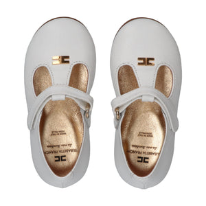 Scarpine mary jane con logo cc ivory white F1A3 E0472 1733 /3139 ELISABETTA FRANCHI La Mia Bambina 