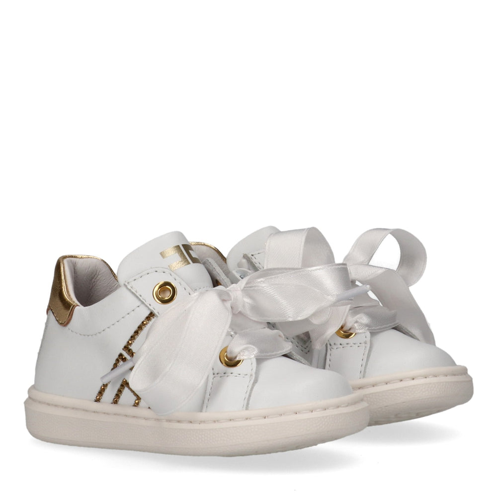 Sneaker con lacci in raso e zip laterale bianco/avorio F1A9 E0490 0092 /B093 ELISABETTA FRANCHI La Mia Bambina 
