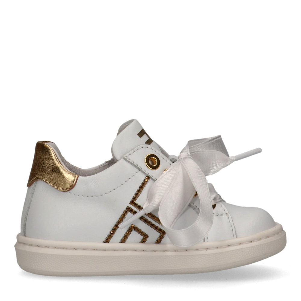 Sneaker con lacci in raso e zip laterale bianco/avorio F1A9 E0490 0092 /B093 ELISABETTA FRANCHI La Mia Bambina 