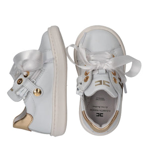 Sneaker con lacci in raso e zip laterale bianco/avorio F1A9 E0490 0092 /B093 ELISABETTA FRANCHI La Mia Bambina 