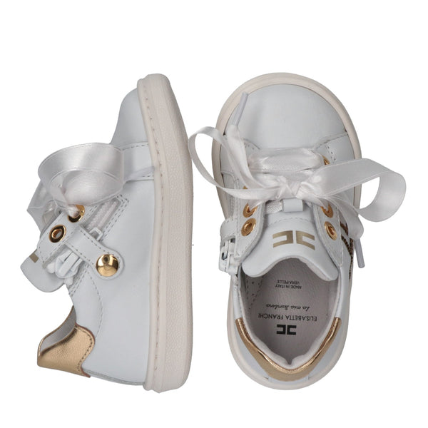 Sneaker con lacci in raso e zip laterale bianco/avorio F1A9 E0490 0092 /B093 ELISABETTA FRANCHI La Mia Bambina 