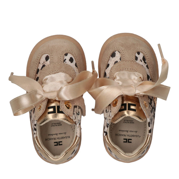 Sneakers basse con stampa animalier beige/gold F1A9 E0492 1917 /X673 ELISABETTA FRANCHI La Mia Bambina 