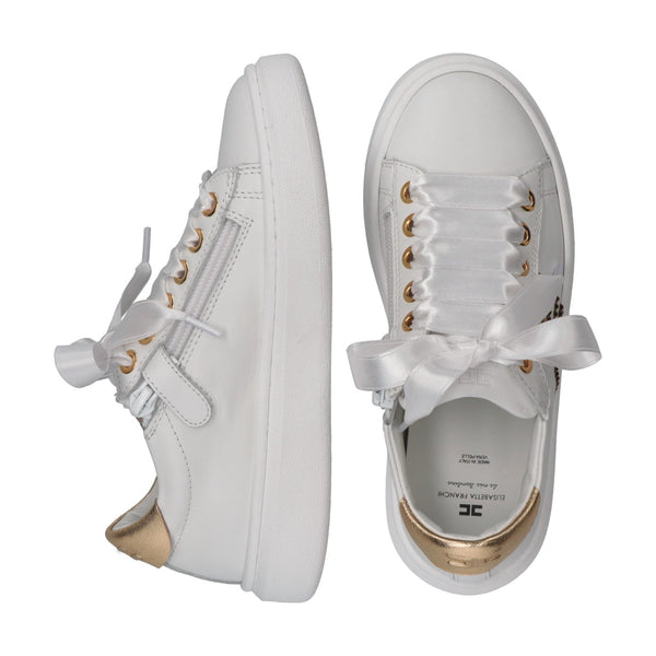 Sneaker low cut con logo cc ivory white/gold F4A9 E0504 0092 /B093 ELISABETTA FRANCHI La Mia Bambina 