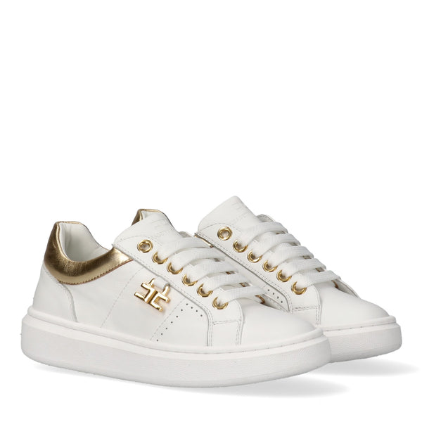 Sneakers basse con logo ivory white/gold F4A9 E0506 0092 /B093 ELISABETTA FRANCHI La Mia Bambina 