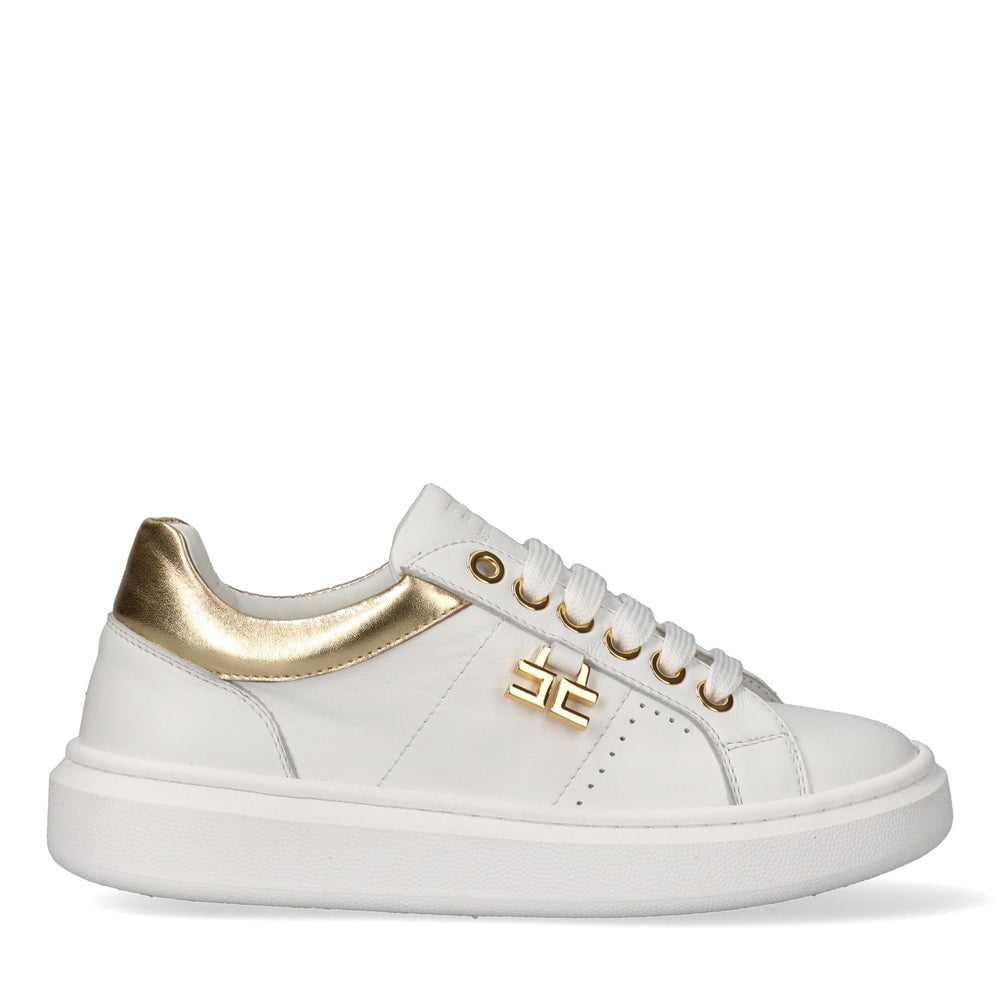 Sneakers basse con logo ivory white/gold F4A9 E0506 0092 /B093 ELISABETTA FRANCHI La Mia Bambina 