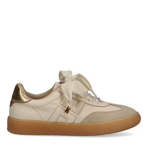 Sneakers basse con fiocco e dettaglio metallico butter/gold F4A9 E0510 1877 /A725 ELISABETTA FRANCHI La Mia Bambina 