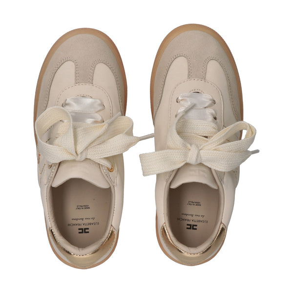 Sneakers basse con fiocco e dettaglio metallico butter/gold F4A9 E0510 1877 /A725 ELISABETTA FRANCHI La Mia Bambina 