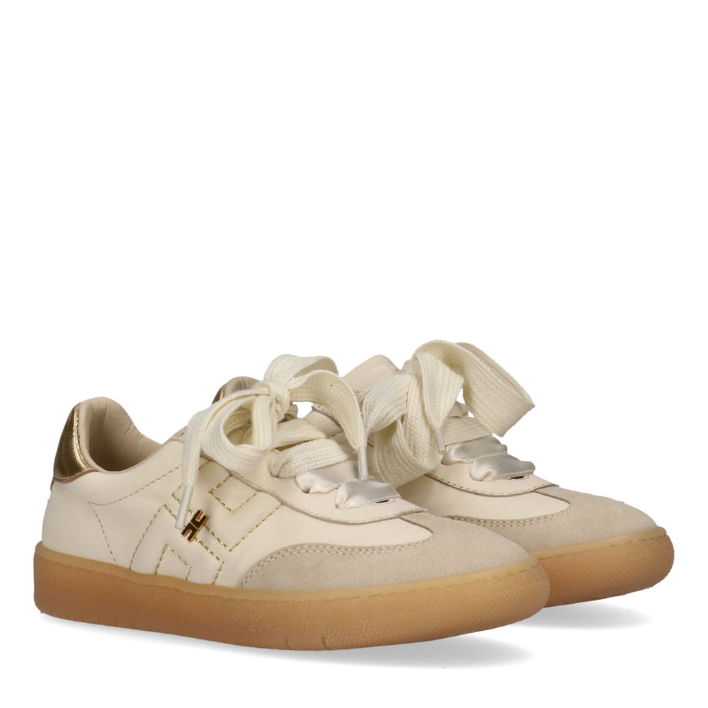 Sneakers basse con fiocco e dettaglio metallico butter/gold F4A9 E0510 1877 /A725 ELISABETTA FRANCHI La Mia Bambina 
