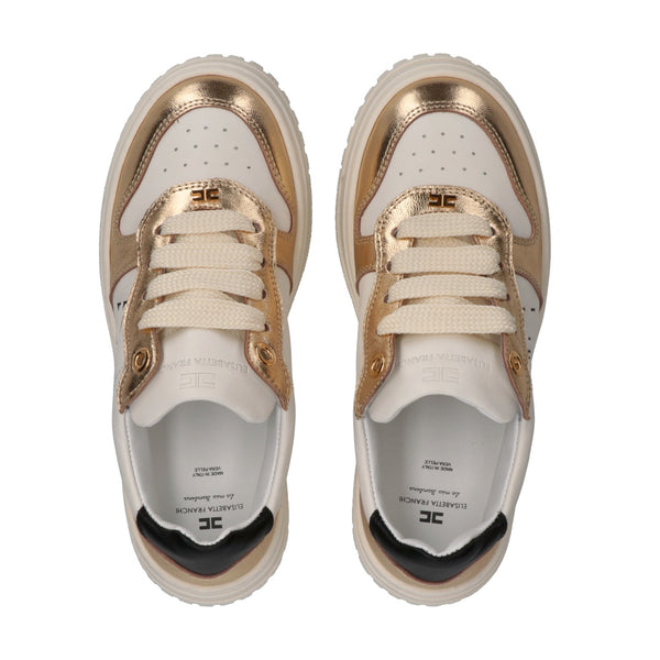 Sneakers basse con inserti metallici gold/butter F4A9 E0521 0092 /B070 ELISABETTA FRANCHI La Mia Bambina 