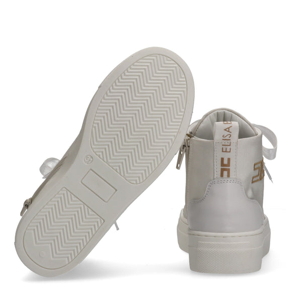 Sneakers alte in tessuto con logo ricamato ivory white F4A9 E0530 1256 /0139 ELISABETTA FRANCHI La Mia Bambina 