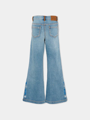Jeans flare in denim con ricami floreali Z9G402 7015 /062S ERMANNO SCERVINO KIDS 