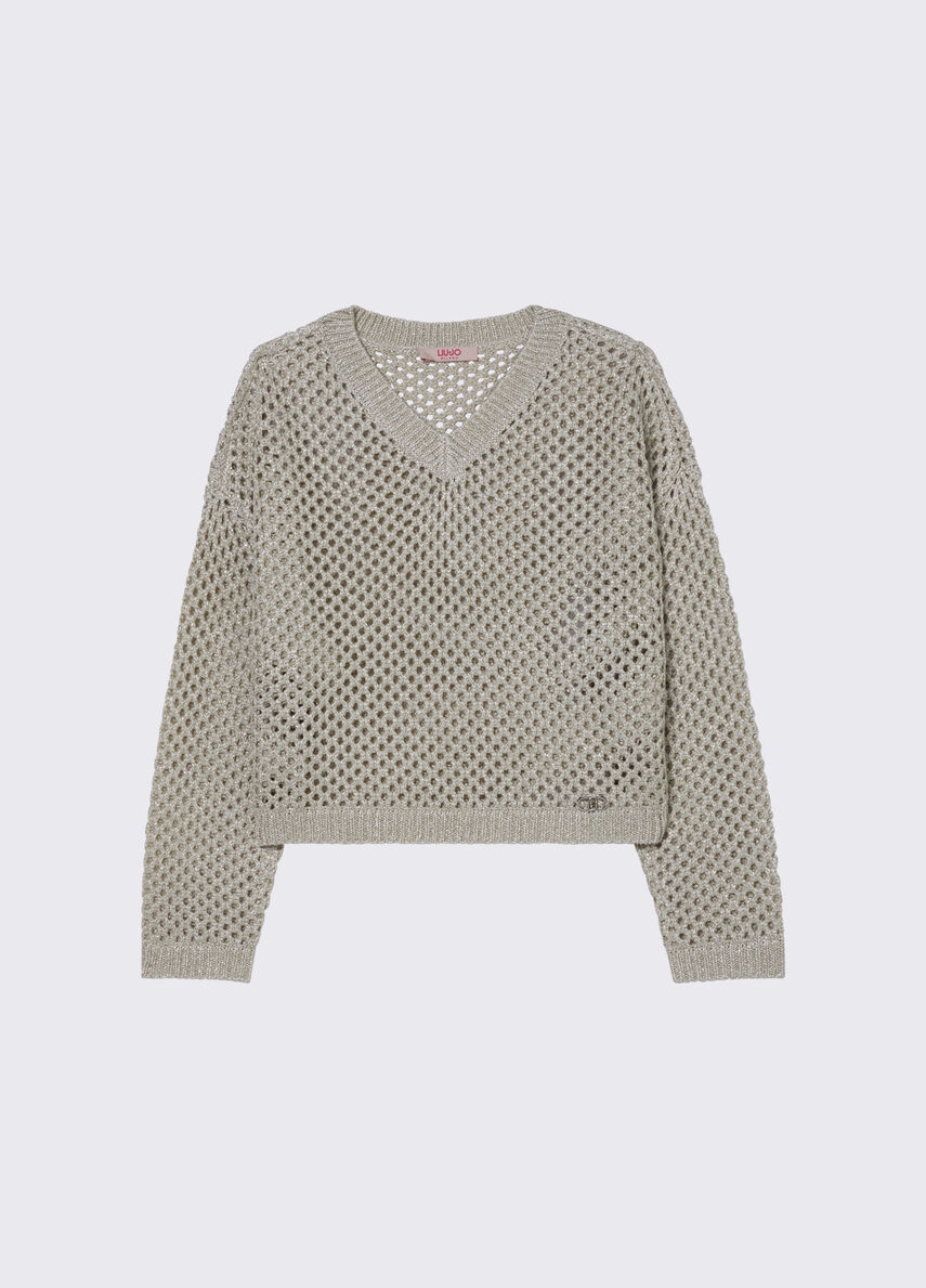 Pullover a rete con scollo a V GA6044 MA76R /60924 LIU JO 