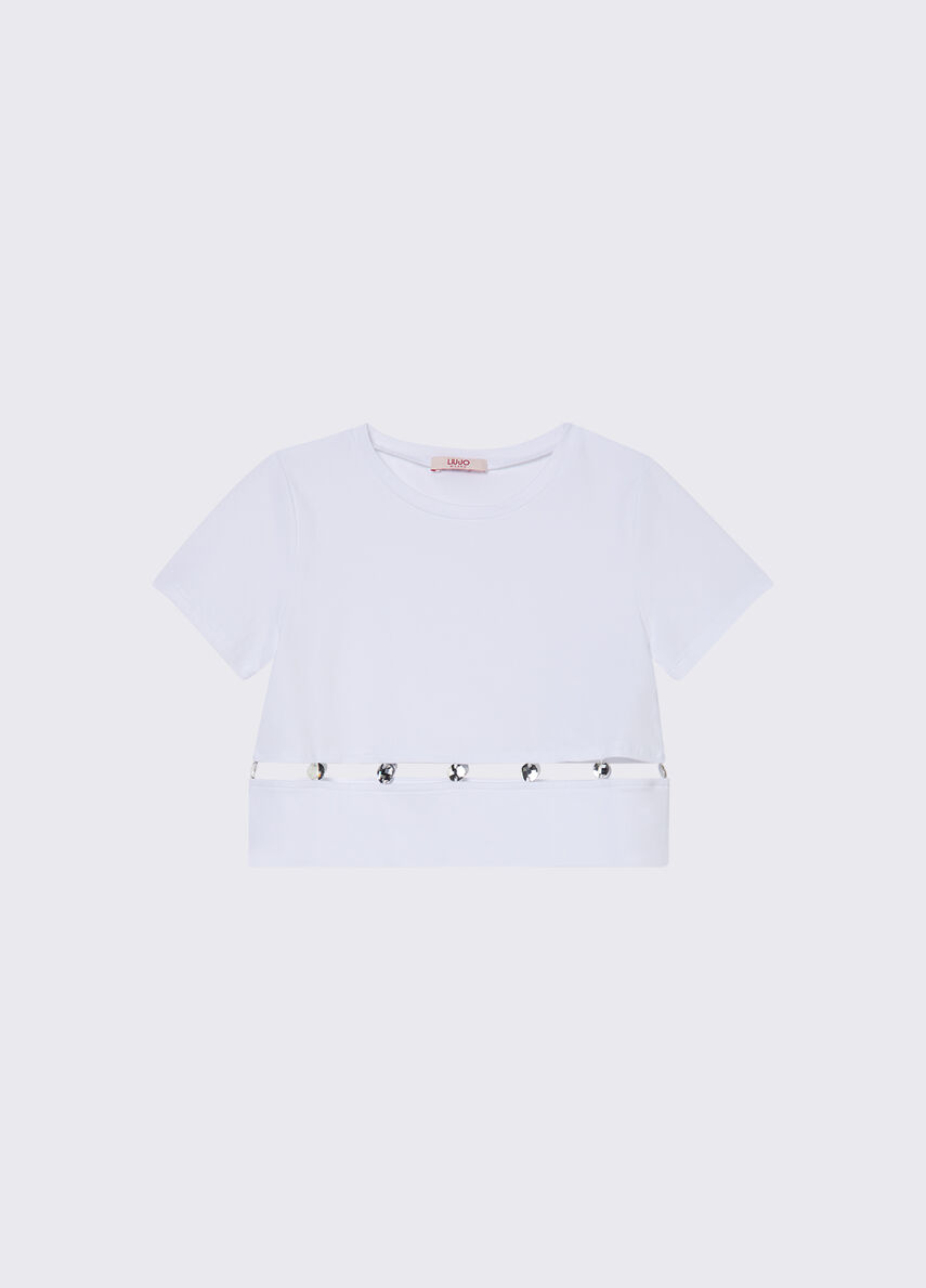 T-shirt con castoni gioiello GA6166 JS003 /10601 LIU JO 
