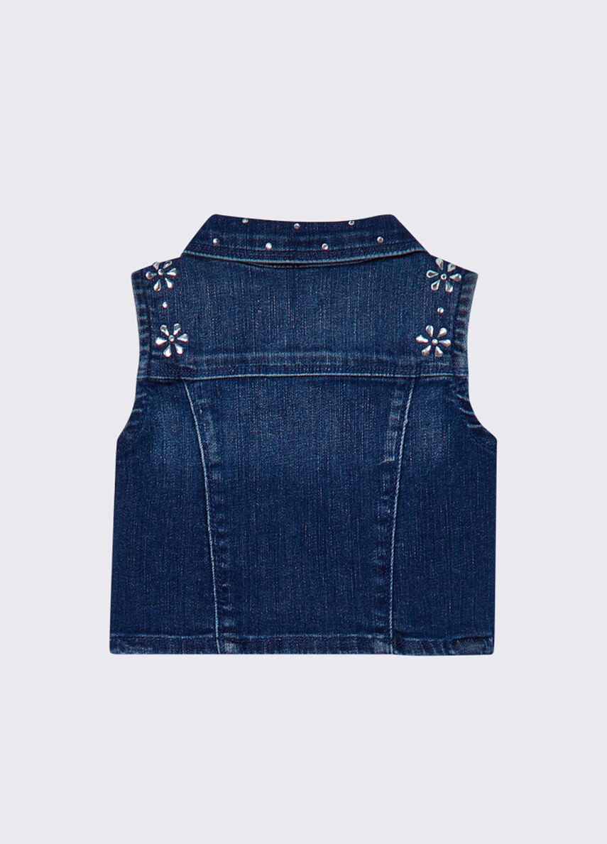 Gilet in denim con ricami gioiello KA6071 D3246 /79069 LIU JO 
