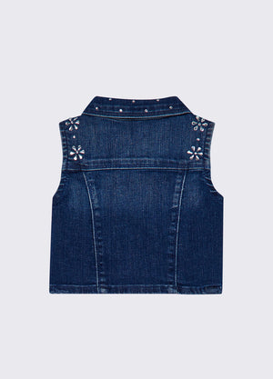 Gilet in denim con ricami gioiello KA6071 D3246 /79069 LIU JO 