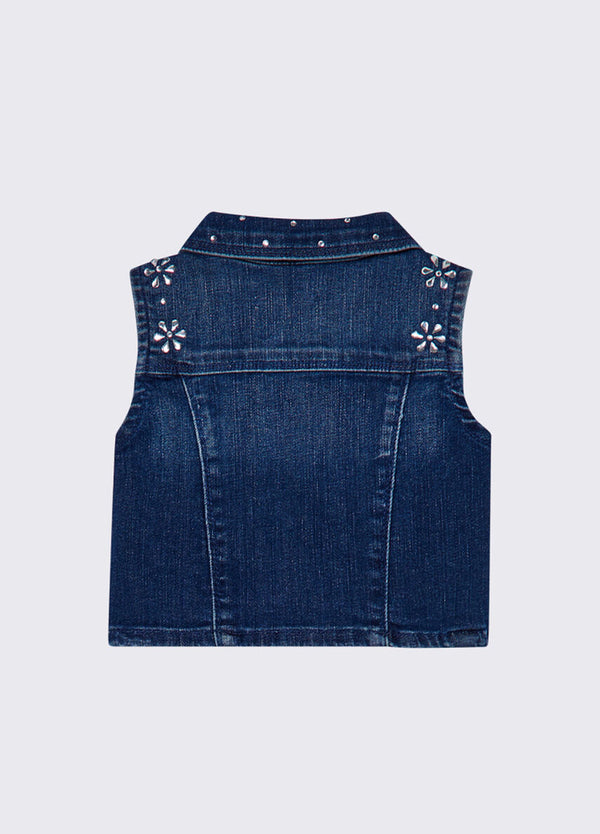 Gilet in denim con ricami gioiello KA6071 D3246 /79069 LIU JO 
