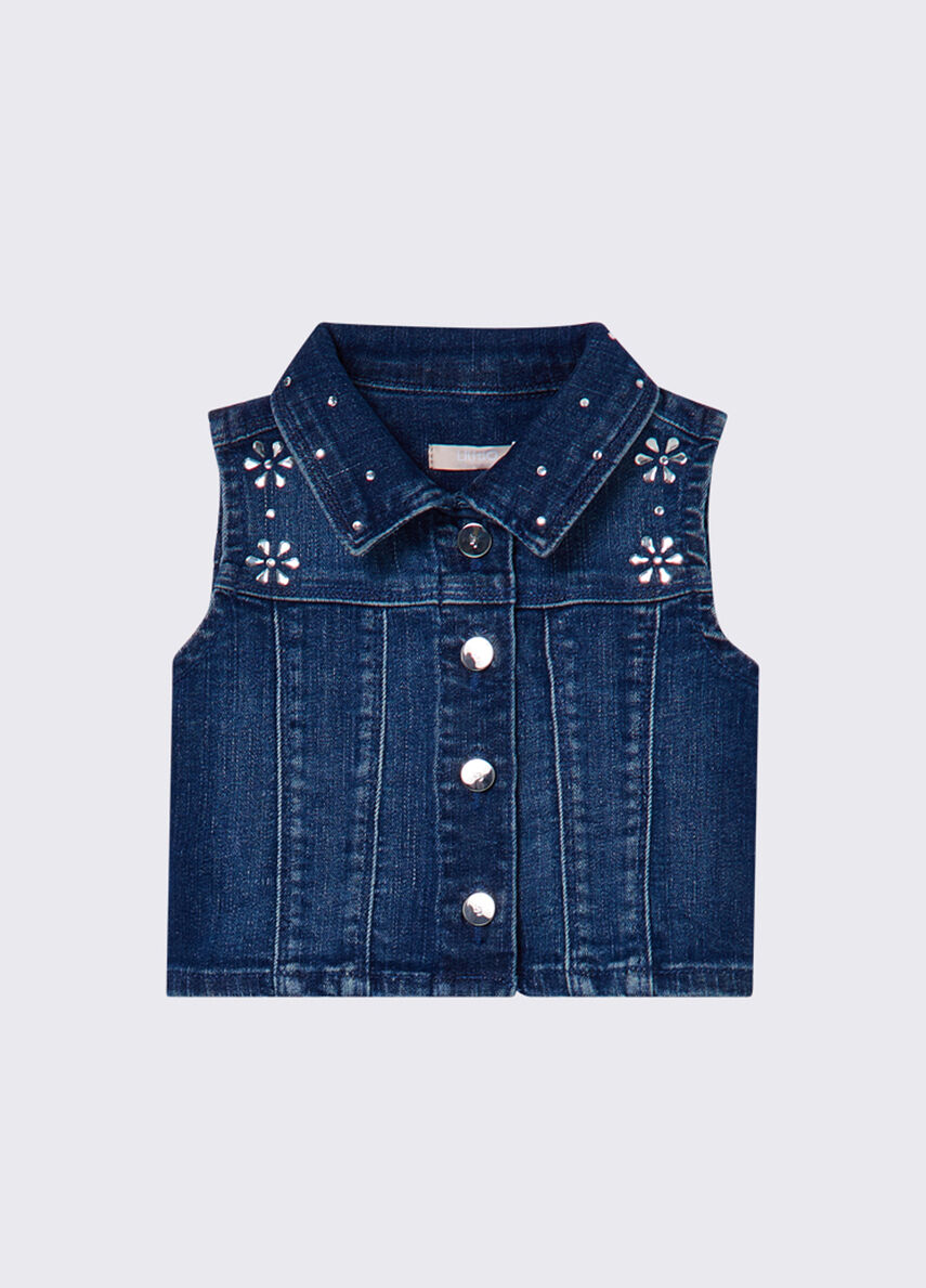Gilet in denim con ricami gioiello KA6071 D3246 /79069 LIU JO 