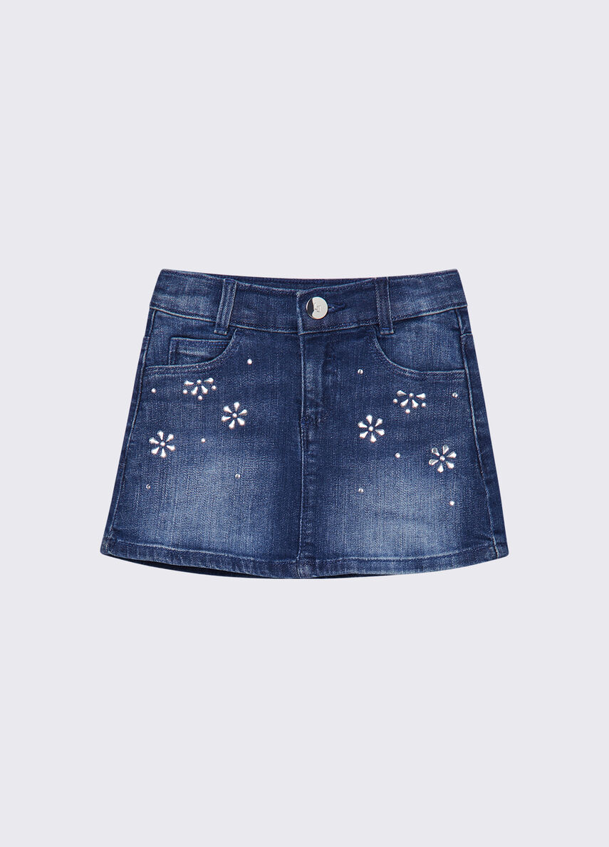 Gonna in denim con ricami gioiello KA6074 D3246 /79069 LIU JO 