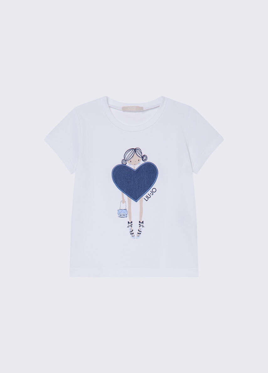 T-shirt con stampa e strass KA6118 JS003 /P9532 LIU JO 